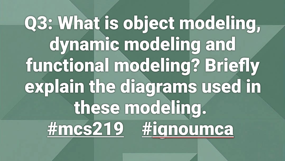 What is object modeling, dynamic modeling and functional modeling? Briefly explain the diagrams used in these modeling.